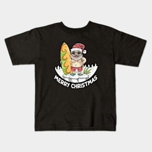 Christmas In July Santa Hawaiian Surfing Kids T-Shirt